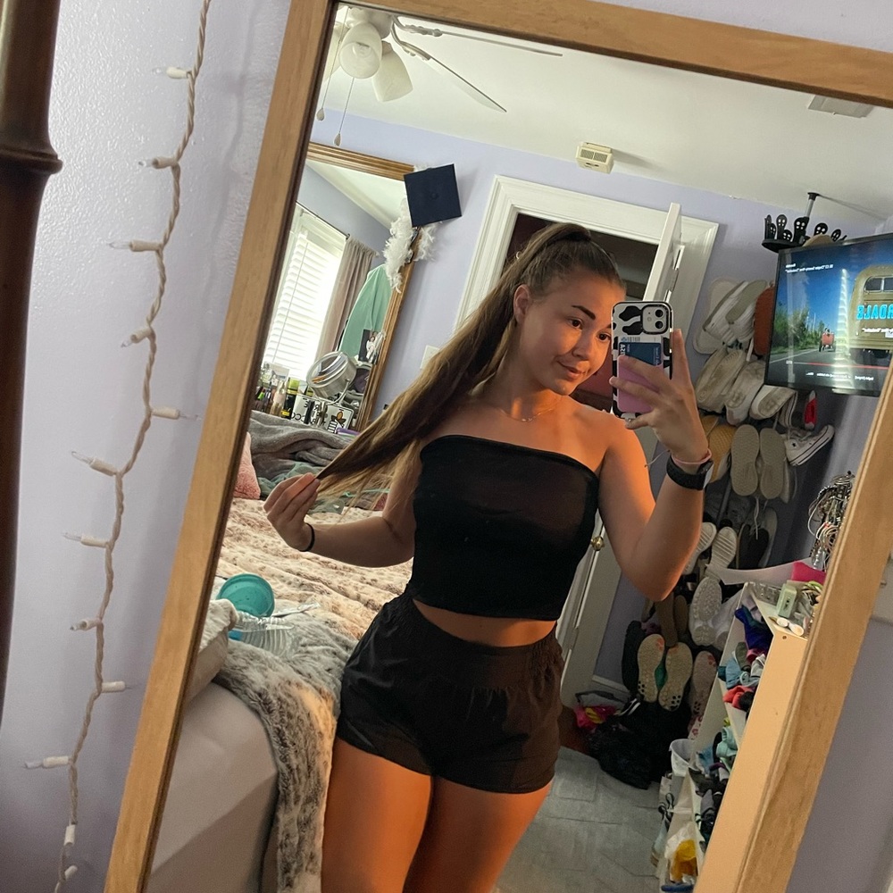 ZARA stapless silk black top